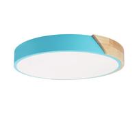 Plafonnier LED Circulaire Ø40cm, 24W, 2400LM, Métal Bleu et Bois Naturel, Lumière Sélectionnable (3000K-4000K-6000K)