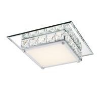 Plafonnier LED cristaux salon lumière chrome plafonnier verre cristal lumière, 12W 720Lm blanc neutre, LxlxH 25x25x7,6 cm