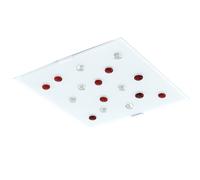 Plafonnier LED de haute qualité pierres de verre rouge blanc clair lampe d'éclairage satiné Eglo 93418