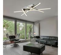Plafonnier LED design à 4 barres avec spot en feuille de nickel pailleté pour salon