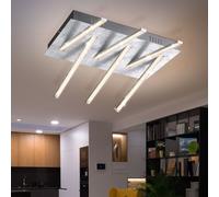 Plafonnier LED design cristaux LED éclairage de salon, argent 30W 1800lm blanc chaud, LxH 48x12 cm