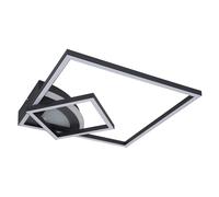 Plafonnier LED design moderne plafonnier noir lampe de salon carré, 40W 1400lm 3000K, LxlxH 42,5x42,5x7 cm