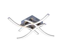 Plafonnier LED design plafonnier moderne lampe de salon lampe de salon, tiges mobiles, aluminium acier brossé, 4x 4 W 4x260lm 3000K, LxlxH 48 x 48 x 10,5 cm