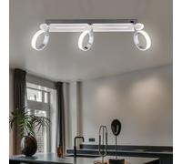 Barre de spots LED pivotante Plafonnier chromé Moderne Plafonnier à 3 branches, 3x LED 5W 350Lm blanc chaud, L 60 cm