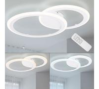 Plafonnier LED dimmable anneau design salon éclairage lumière du jour lampe télécommande blanc
