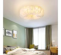 Plafonnier LED Dimmable Moderne Lampe de plafond Plume blanche Suspension Pour le plafond Style crème Chambre à coucher Salon Lampe Economie d'énergie Style moderne Minimaliste E27 (Taille : A53cm)