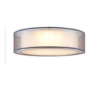 Plafonnier LED dimmable par interrupteur lampe de salon plafonnier chambre à coucher, métal nickel mat, textile gris, 24W 2800lm blanc chaud, DxH 50 x 15,5 cm