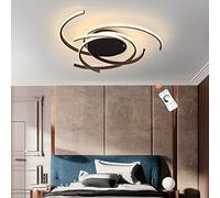 Plafonnier LED Dimmable Plafonnier Lampe De Salon Moderne Créative Acrylique Géométrique Applique Ronde Salle À Manger Chambre Bureau Chambre d'enfant avec Télécommande,Noir,56Cm