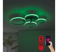 Smart LED plafonnier dimmable App Télécommande changement de couleur RGB lampe de salon, 26W 900lm blanc chaud-blanc froid, LxlxH 59x47x8 cm