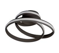 Plafonnier LED dimmable via interrupteur plafonniers salon noir, métal plastique, anneau, 39W 2600lm blanc chaud, LxlxH 56x31,5x56 cm