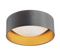 Plafonnier LED effet étoilé Lampe de salon Abat-jour textile taupe or Plafonnier Moderne, blanc rond, 12W 1300Lm blanc neutre, DxH 32x11 cm