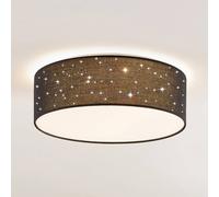 Plafonnier LED Ellamina Lindby, noir, Salon / Salle à manger, Textile / Tissu / Soie, Moderne, Plafonnier LED