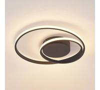 Plafonnier LED Emisua Lindby, dimmable, noir, Salon / Salle à manger, Aluminium, Moderne, Plafonnier LED