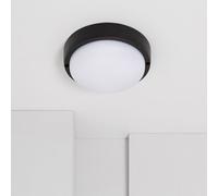 Plafonnier Led Extérieur Rond 15w Hublot Black Ip65 Ø155 Mm Blanc Neutre 4000k