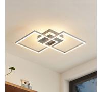 Plafonnier LED Fjardo Lindby, dimmable, gris, Salon / Salle à manger, Aluminium, Moderne, Plafonnier LED