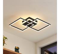 Plafonnier LED Fjardo Lindby, dimmable, noir, Salon / Salle à manger, Aluminium, Moderne, Plafonnier LED