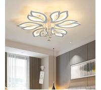 Plafonnier LED Fleur Moderne 56W Dimmable - GANEED - Blanc - 6 Têtes - Acrylique - Métal - Cristaux