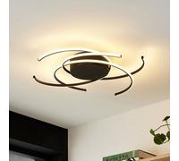 Plafonnier LED Hamza Lindby, dimmable, noir, Salon / Salle à manger, Métal, Moderne, Plafonnier LED