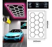 Plafonnier LED hexagonal pour garage ou atelier - 14 modules d'éclairage en nid d'abeille - 220V AC - >2000 lumens - pour une surface de 8–10 m² - durée de vie de 50000 heures - couleur rose
