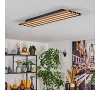 Plafonnier LED HOFSTEIN Tandragee, panneau de plafond en métal/MDF/plastique noir/aspect bois/blanc, 30 watts, 3000 kelvins, plafonnier pour chambre à coucher, salle à manger, salon, cuisine, couloir