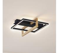 Plafonnier LED Holamu Lindby, noir, Salon / Salle à manger, Aluminium, Moderne, Plafonnier LED