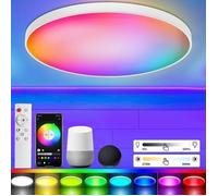 Plafonnier LED Intelligent Connecté WiFi Bluetooth RGB 30W 2200LM Blanc Réglable Compatible Alexa Google