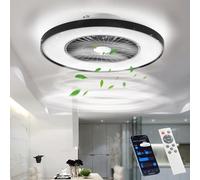 Plafonnier LED intelligent de 60 cm avec ventilateur, vitesse de ventilation réglable en continu et lumière dimmable