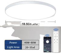Plafonnier LED intelligent, température de couleur variable, design résistant à l'humidité, télécommande, 1pc-80W