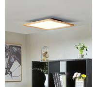 Plafonnier LED Joren Lucande, dimmable, bois clair, Salon / Salle à manger, Bois, Maison de campagne / Rustique, Plafonnier LED