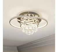Plafonnier LED Keely Lucande, dimmable, argenté, Salon / Salle à manger, Métal, Moderne, Plafonnier LED