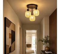 Plafonnier LED, lampe de bureau, mosaïque noire, verre, H 30,5 cm