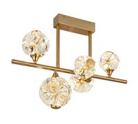 Plafonnier LED, lampe de chambre à coucher, cristaux dorés, L 61 cm