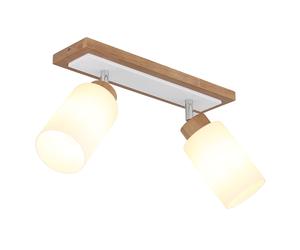 Plafonnier LED, lampe de chambre, orientable, transparent, bois, L 60 cm
