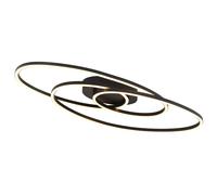Plafonnier LED, lampe de chambre ovale, métal noir, opale, L 68 cm