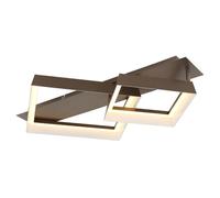Plafonnier LED, lampe de plafond, éclairage de salon, finition opale mate couleur café, L 68,5 cm