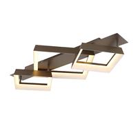 Plafonnier LED, lampe de plafond, éclairage de salon, finition opale mate couleur café, L 85 cm