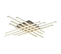 Plafonnier LED, lampe de plafond, éclairage réglable, métal nickelé, opale, L 71 cm