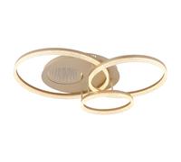 Plafonnier LED, lampe de salon, 3 anneaux, beige, effet 3D, L 78 cm