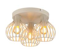 Plafonnier LED, lampe de salon à 3 ampoules, beige, métal, D 31 cm