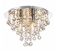 Plafonnier LED, lampe de salon à 3 ampoules, chrome et métal, D 38 cm