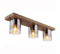 Plafonnier LED, lampe de salon à 3 ampoules, verre fumé, L 71 cm