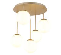Plafonnier LED, lampe de salon à 5 ampoules, verre champagne, H 51 cm