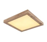 Plafonnier LED, lampe de salon, aspect bois, blanc opale, métal, L 35 cm