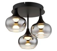Plafonnier LED, lampe de salon, blanc chaud, métal noir, H 28,5 cm