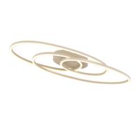 Plafonnier LED, lampe de salon, blanc, métal couleur sable, L 68 cm