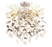 Plafonnier LED, lampe de salon, cristaux de verre, couleur fumée, D 50 cm
