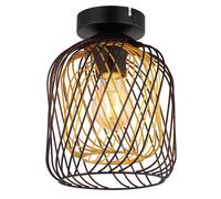 Plafonnier LED, lampe de salon, culot E27, noir et or, métal, H 24,5 cm