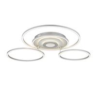 Plafonnier LED, lampe de salon, intensité réglable, métal argenté, L 99,2 cm