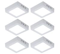 Plafonnier LED lampe de salon lampe de couloir panneau en saillie lampe de cuisine carrée, plastique blanc, 6W 660lm 6500K blanc froid, L 12 cm, lot de 6