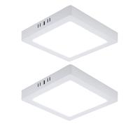 Plafonnier LED lampe de salon lampe de couloir panneau en saillie lampe de cuisine carrée, plastique blanc, 18W 1980lm 6500K blanc froid, L 21,4 cm, lot de 2